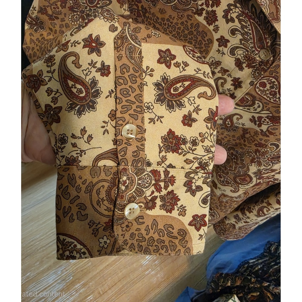 Pappagallo Womens Copper Brown Paisley Lined Long Sleeve Blouse Jacket 2X - Picture 5 of 7